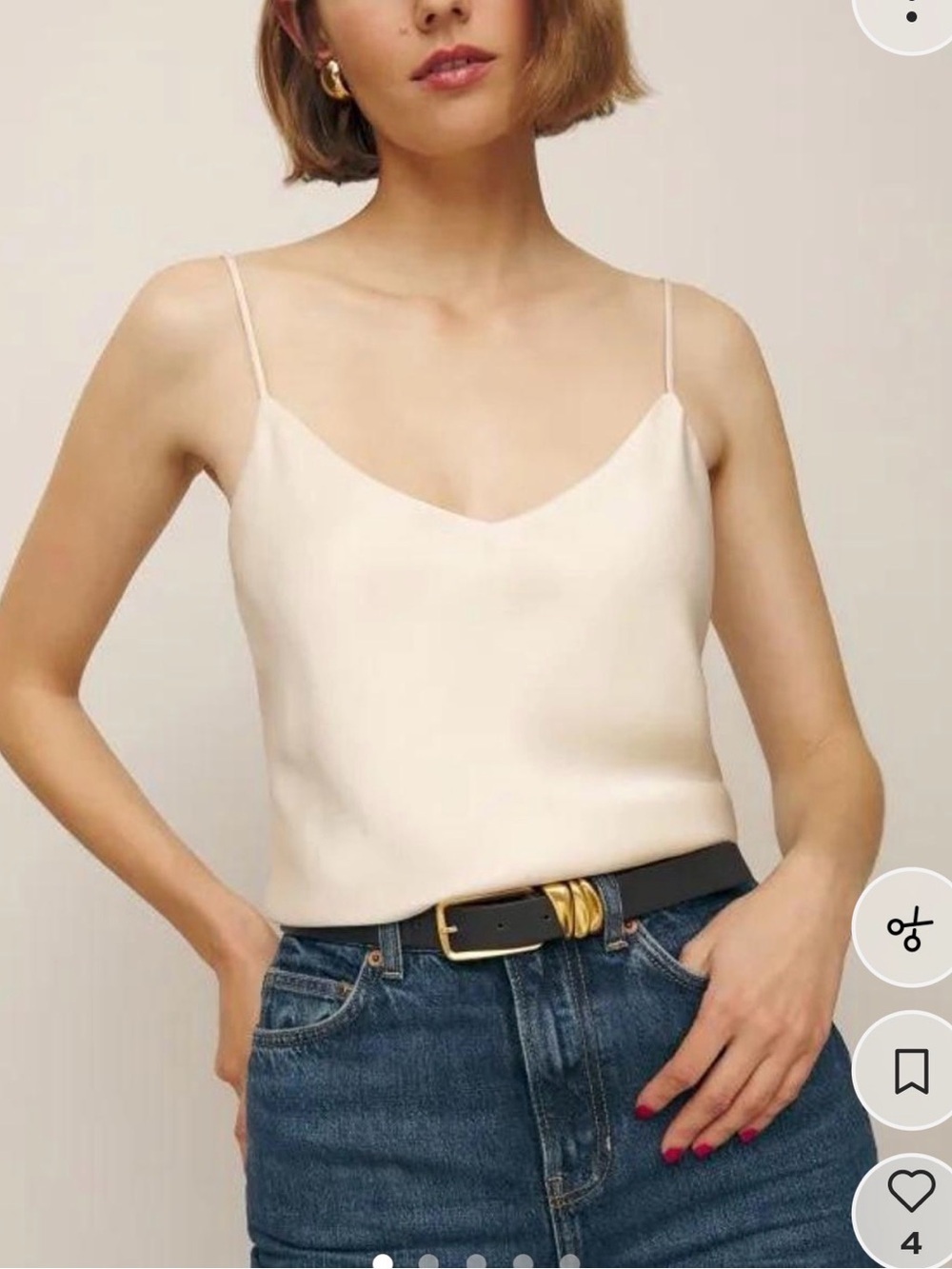 Jason Wu Collection Cream Spaghetti Strap V-Neck Silk Cami Top